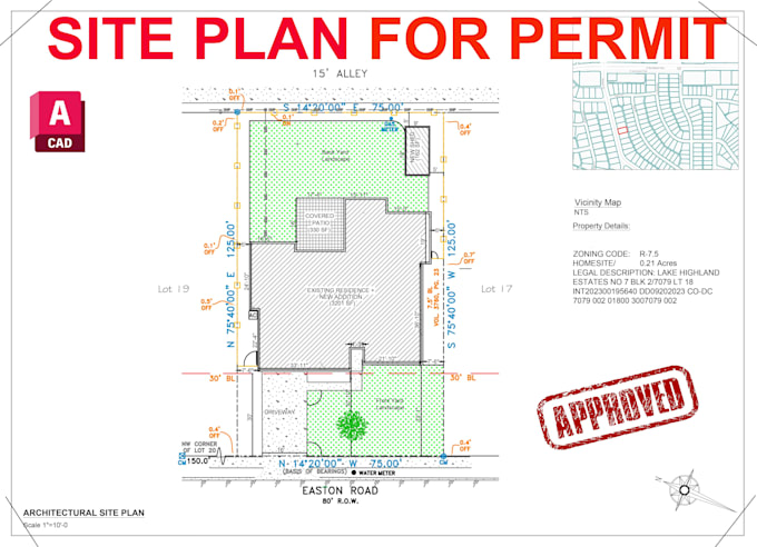 draw property site plan plot plan landscape plan for permit in 24 hours