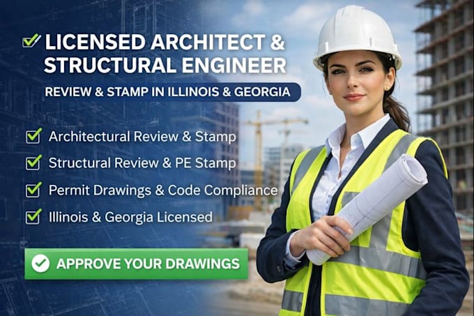 Review, stamp as a licensed architect, structural engineer in illinois ...