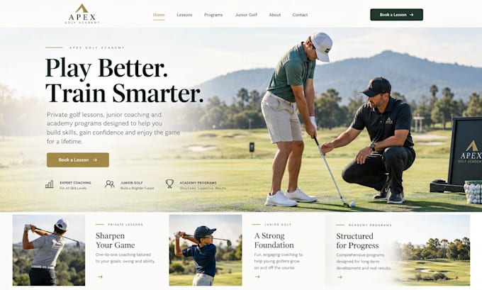 design wix golf coach website golf academy website with lesson booking