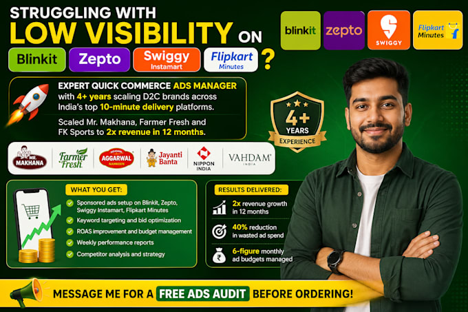 expert quick commerce ads manager for blinkit zepto swiggy