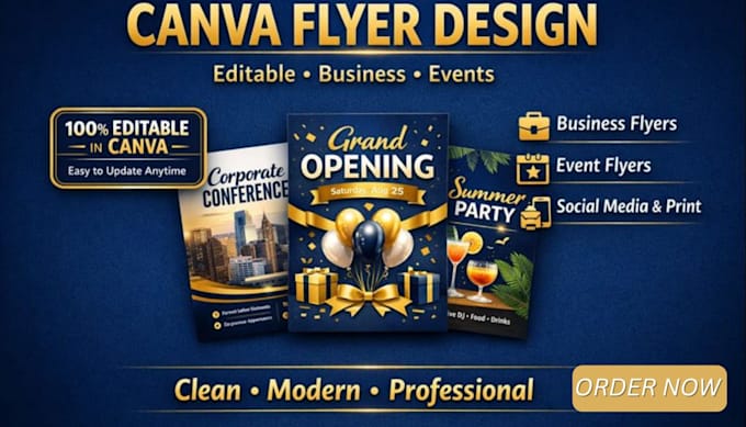 design editable canva flyers for business and events