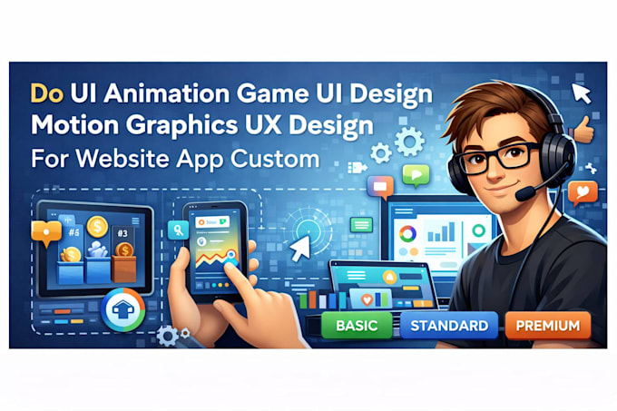 do ui animation game ui design motion graphics ux design for website app custom