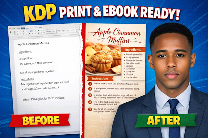 format and edit your cookbook or recipe book for KDP print and ebook