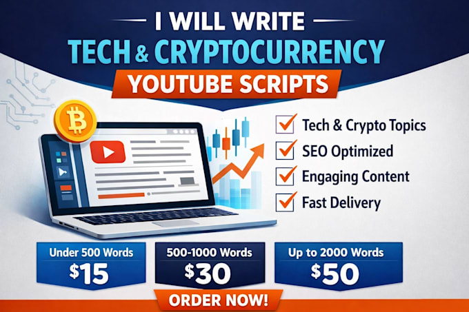 Write tech and cryptocurrency youtube script by Arielcharles12 | Fiverr
