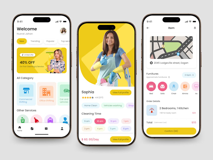 develop handyman app, home service app, laundry app, home cleaning app,