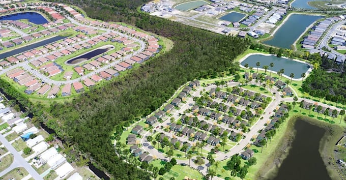 Develop 3d community housing rendering, suburban plan visualization ...