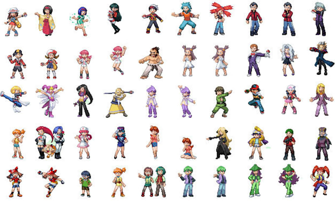 Draw pixel art pokemon trainer sprite, fakemon art, overworld sprite in ...