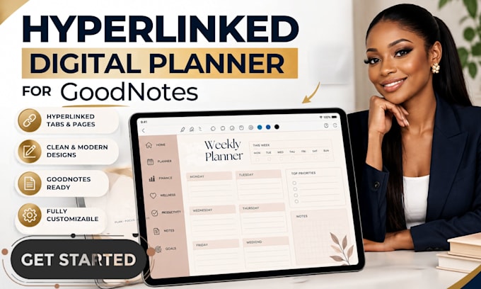 design a hyperlinked digital planner for goodnotes