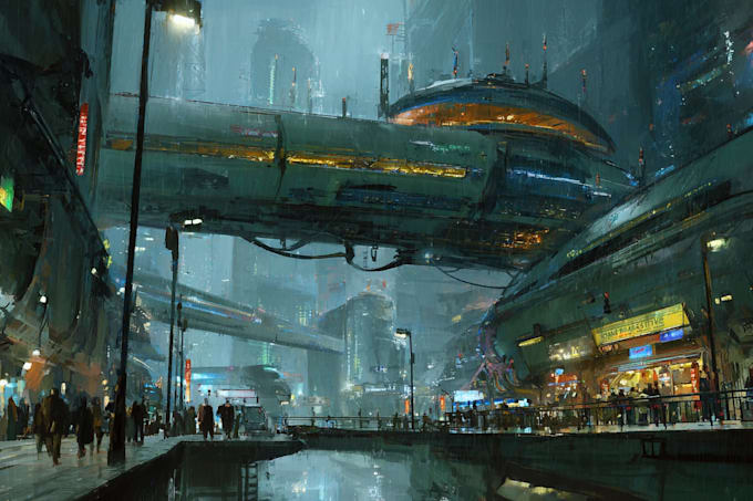Do cyberpunk sci fi futuristic city illustration by Armasasart | Fiverr