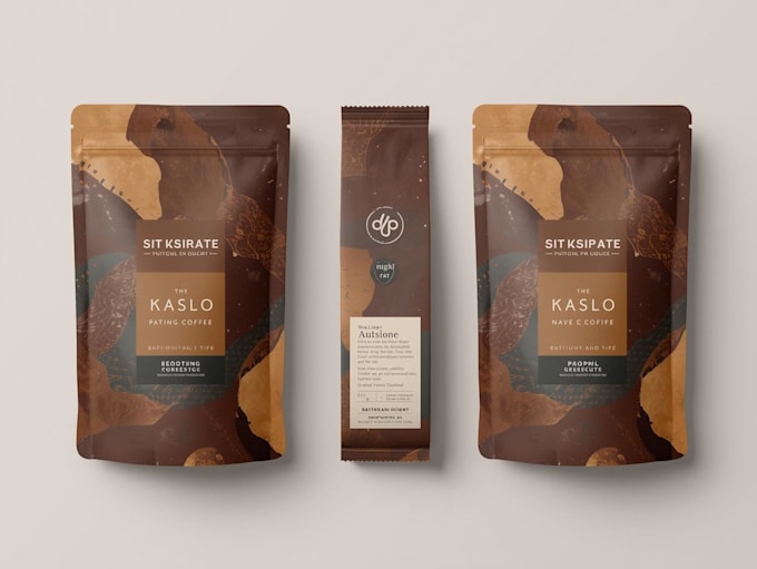 do unique coffee pouch packaging, bag, and label design