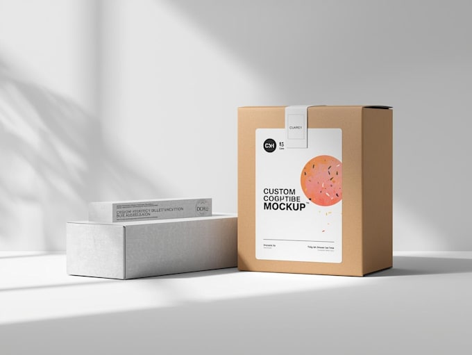 design custom product box packaging and label with mockup