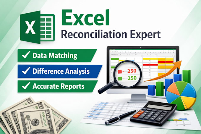 do excel reconciliation, data matching and variance analysis