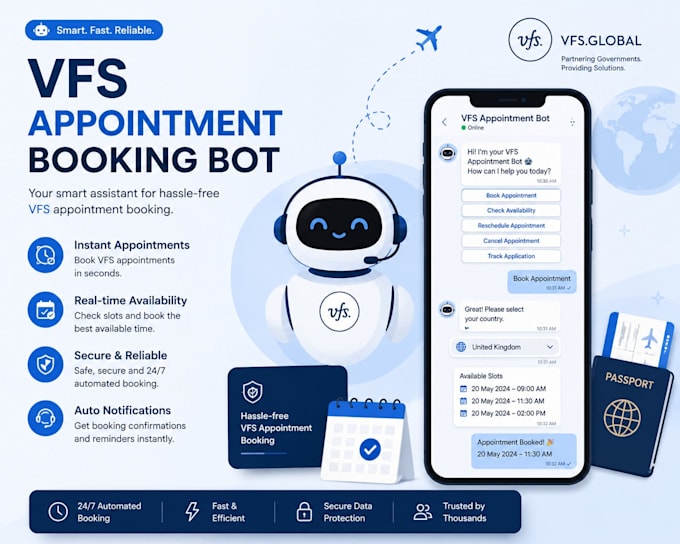 setup appointment booking bot,appointment bot,vfs appointment,vfs,booking bot