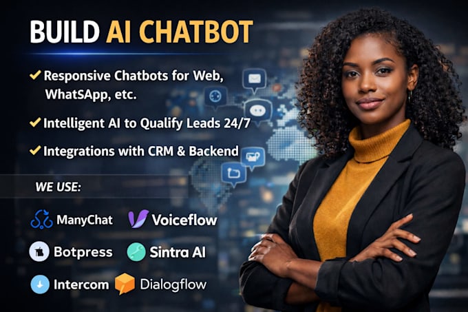 Build ai chatbot manychat botpress sintra ai voiceflow intercom ...