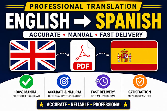 provide high quality english to spanish PDF translation