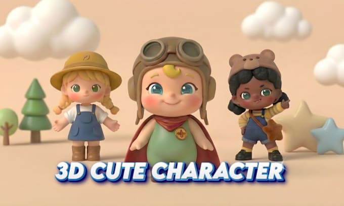 create 3d cute character for toys, mascot, game, 3d printing