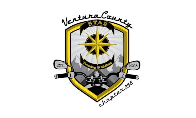 make motor cycle adventure logo with county star chapter