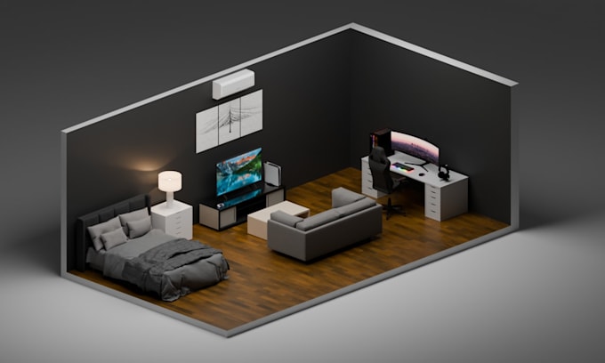 design interior and make isometric render