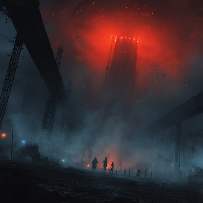 draw sci fi horror and fantasy scene concept illustration