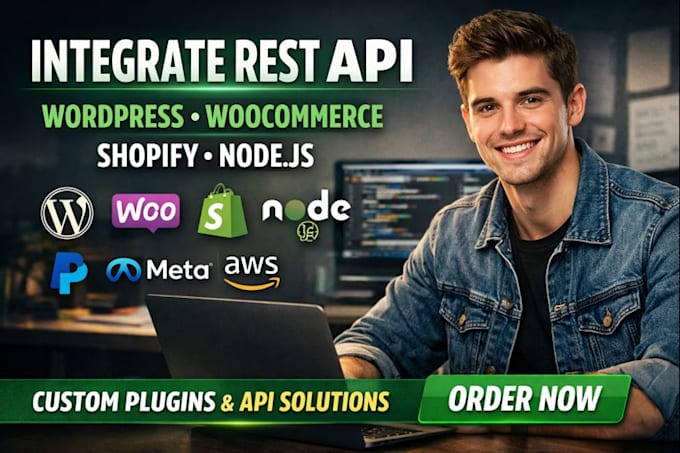 Integrate rest api wordpress woocommerce shopify nodejs custom plugins ...