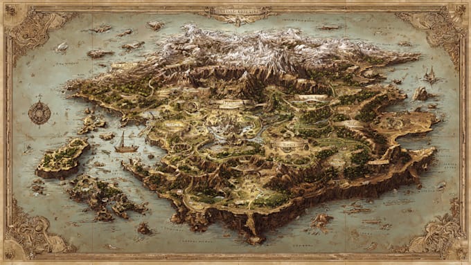 draw a professional top down fantasy map for you