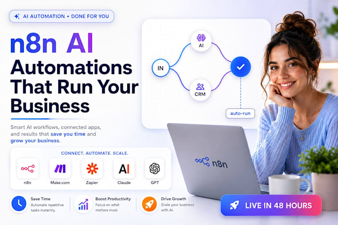 build n8n automation workflows, ai agents, zapier and make automation