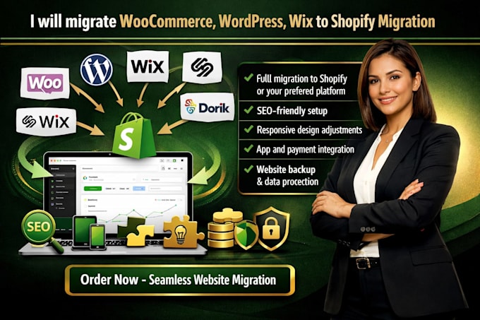 migrate woocommerce to shopify, wordpress to shopify, wix to shopify migration