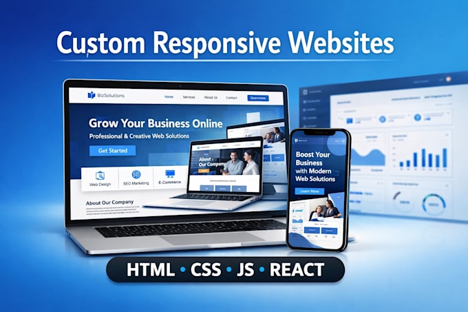 develop interactive frontend website using HTML CSS js react