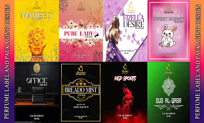 Design elegant perfume labels, and mockups by Abdullah_731 | Fiverr