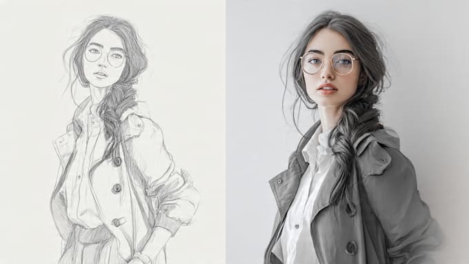 create pencil sketch portrait and illustrations