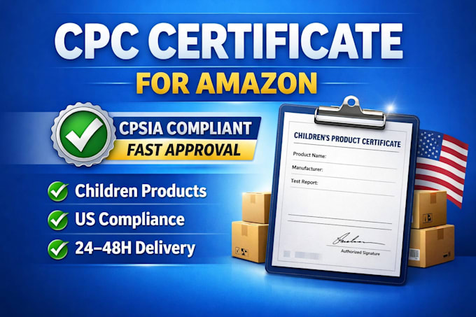 provide cpsia compliant CPC certificate for amazon children products USA