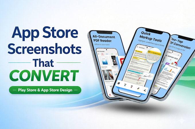 design creative app store and play store screenshots