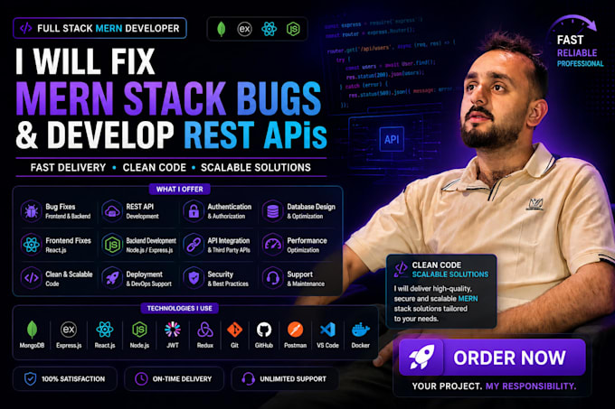 fix mern stack bugs and develop rest apis