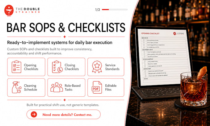 create bar sops, checklists and training docs for faster, consistent service