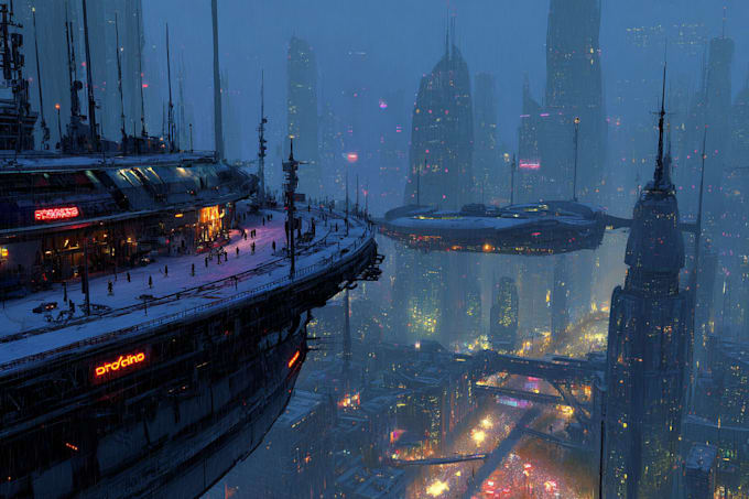 design cyberpunk futuristic city illustration