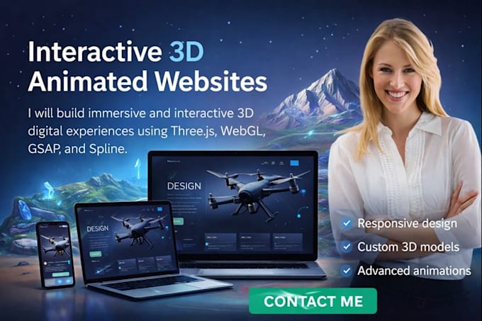 build interactive 3d animated website, 3d webflow website, 3d animated website