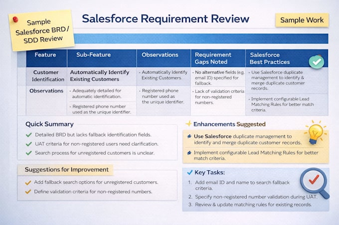 review and improve your salesforce requirements