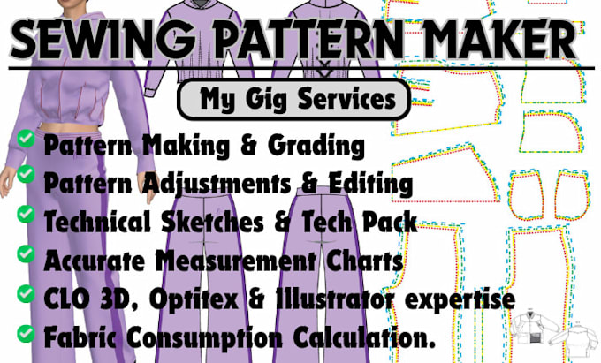 do sewing pattern in graded sizes for suit pant garments and skirts in PDF dxf