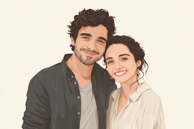 illustrate a gorgeous couple portrait art