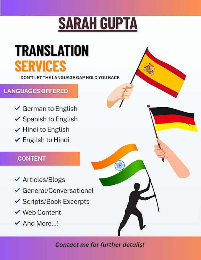 translate hindi, spanish, german content to english