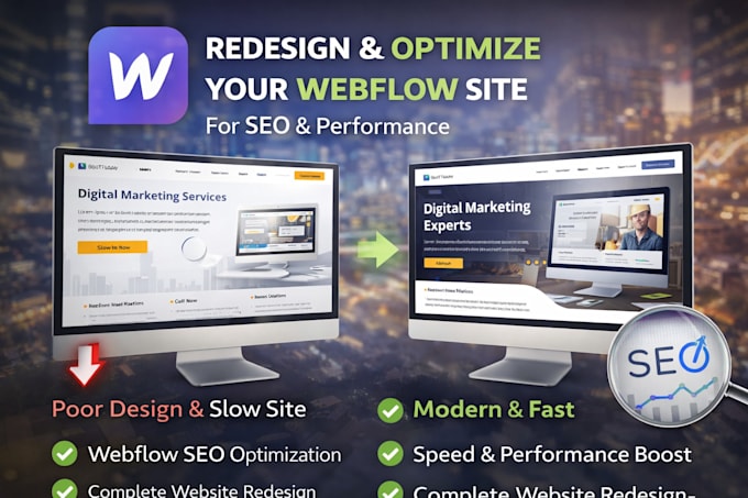 redesign your webflow website and optimize it for SEO and performance