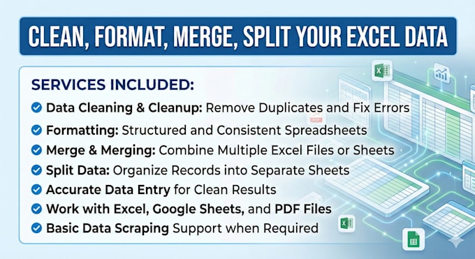 clean, format, merge, split excel file