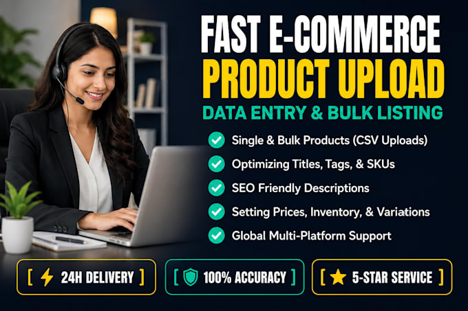 do ecommerce product uploading and SEO product listing product listing product