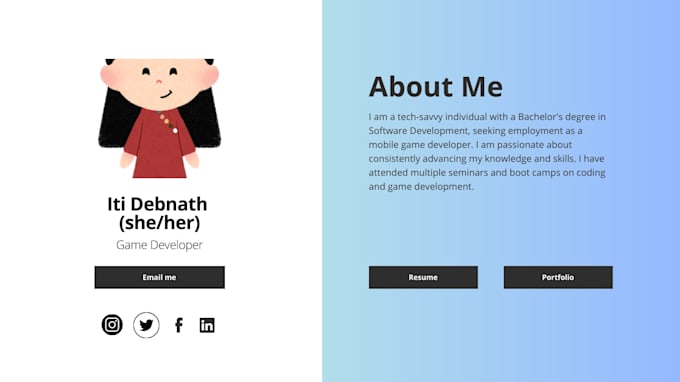 create a modern portfolio website for students