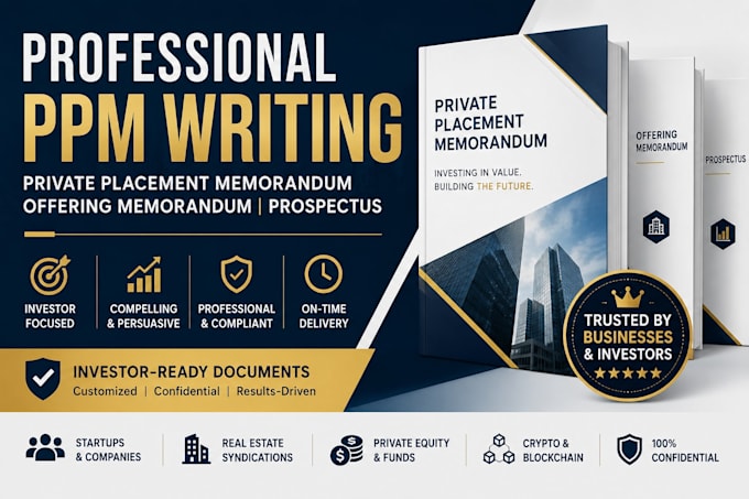 write a professional ppm, offering memorandum, or prospectus for capital raising