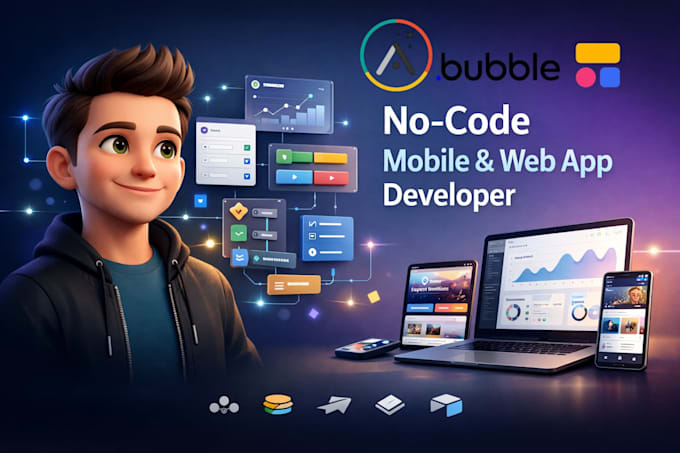 Develop no code app adalo bubble io website saas mvp mobile app ...