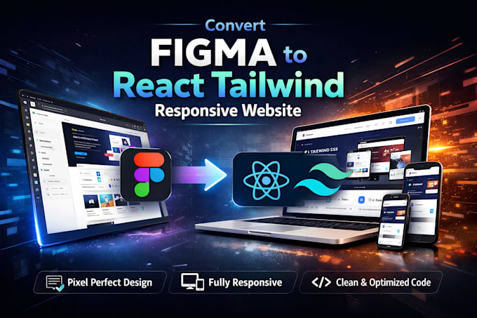 convert figma to react tailwind responsive website