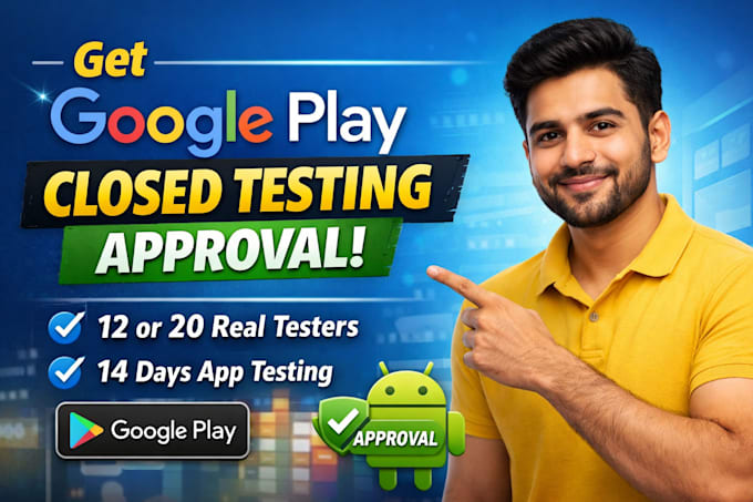 provide 12 real testers for google play console closed testing for 14 days