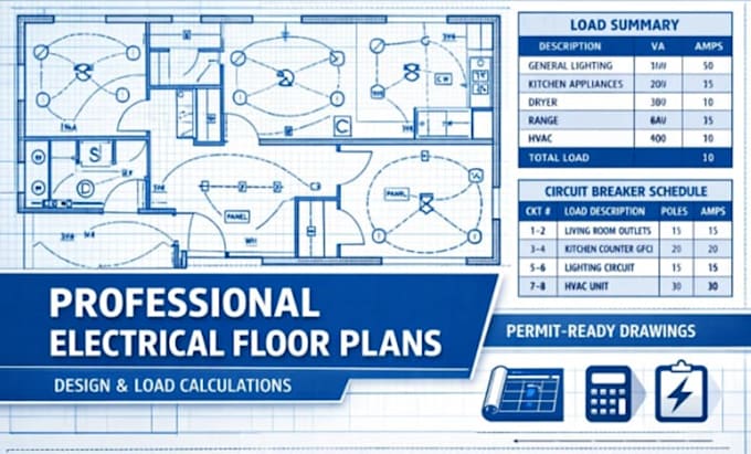 Design permit ready electrical plans lighting layouts and load calcs by ...