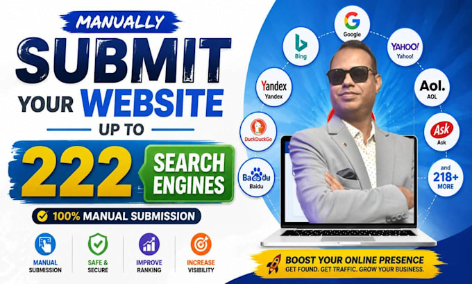 manually submit your website up to 222 search engines